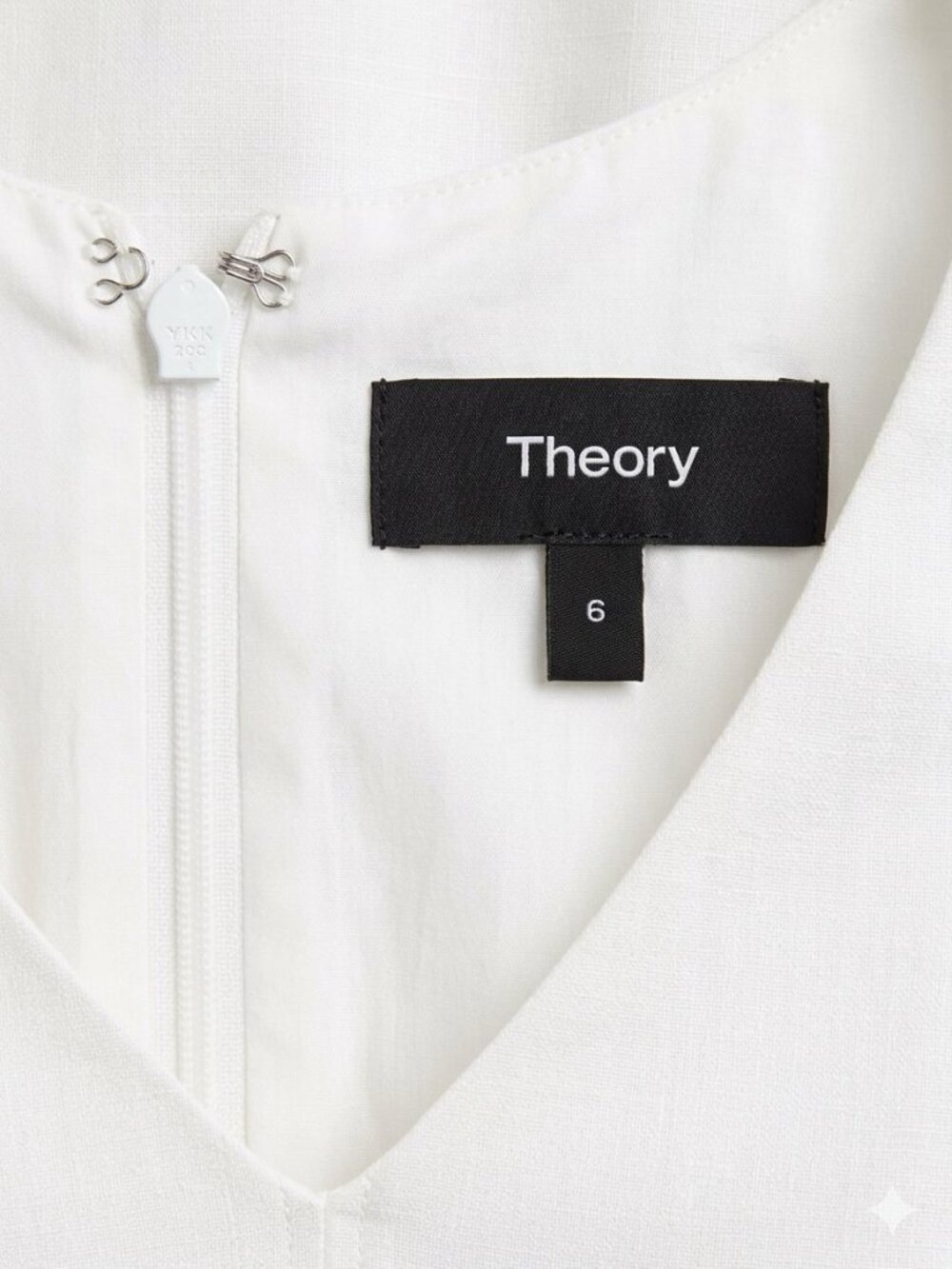Theory Seamed V-Neck Dress in Good Linen - White Midi - Picture 4 of 4